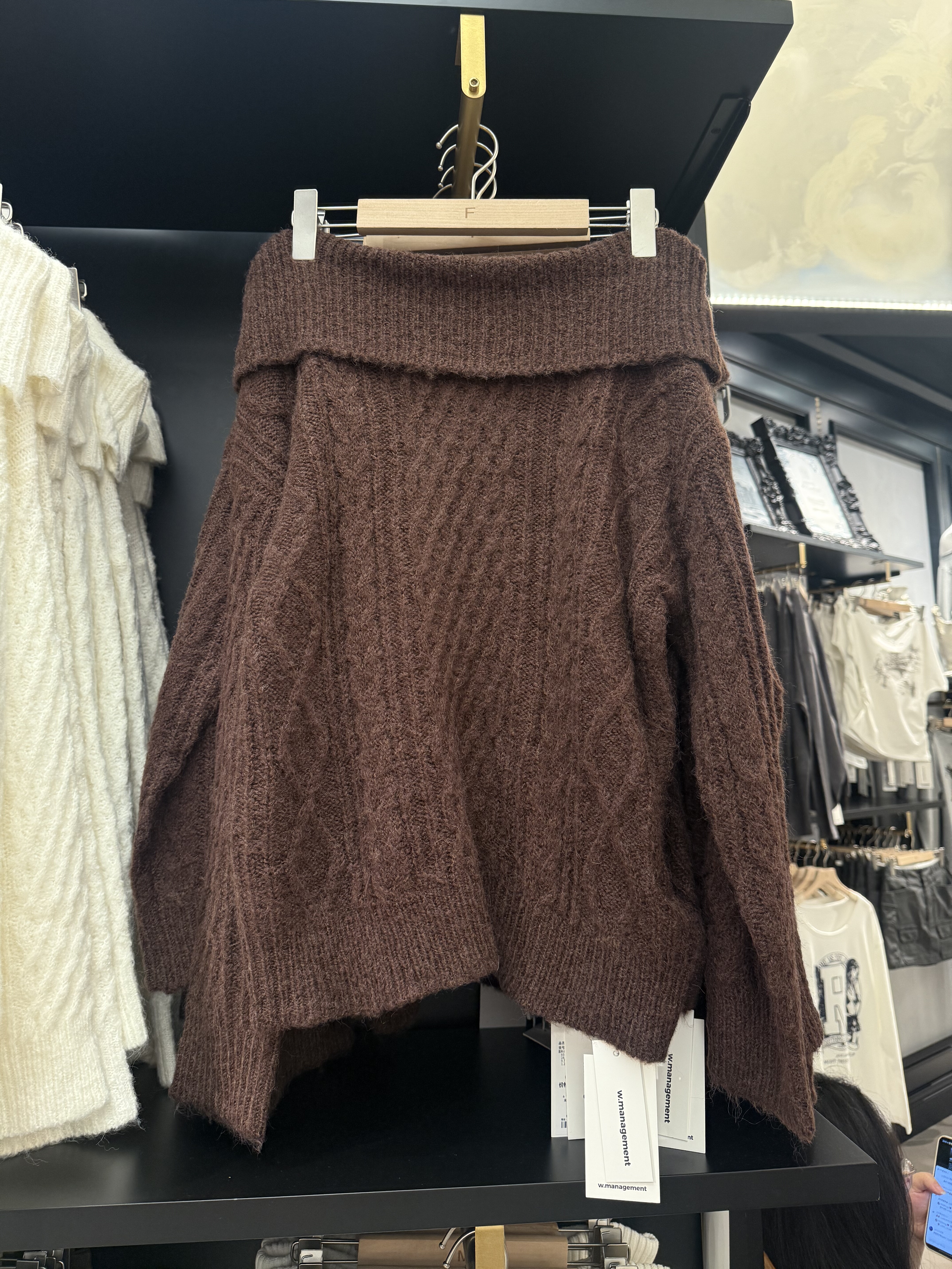 WM wmanagement国内正品代购一字肩毛衣不支持退换