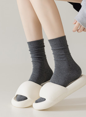 全店满20元或者6双包灰色无骨堆堆袜女月子袜日系学院风中长筒袜