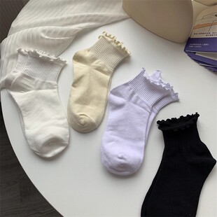 花边袜 全店满20元 或者6双 包邮 木耳边白色袜子女ins百搭中筒袜夏季