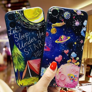 适用于iPhone17/16/15/14/13/12/11/x/8/7手机壳苹果16pro浮雕xsmax童话15plus卡通17promax猫咪13mini星球SE