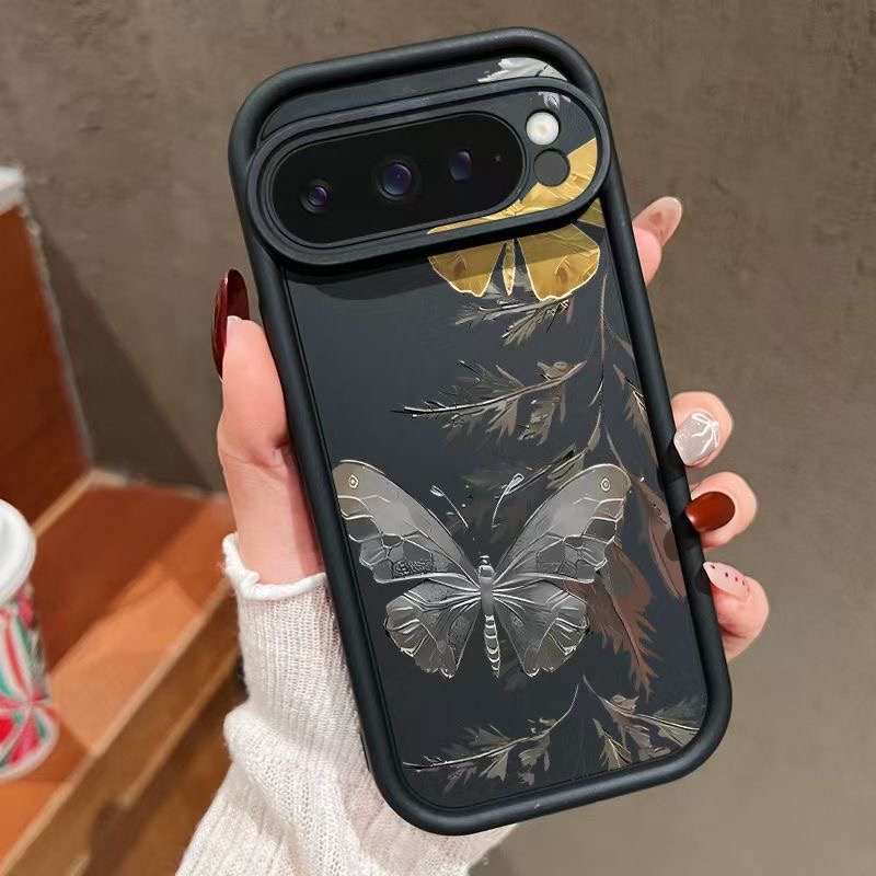 蝴蝶花叶适用于谷歌Pixel 9pro手机壳Pixel 9proXL磨砂Google Pixel8pro保护套Pixel7pro软壳7A防摔Pixel8A