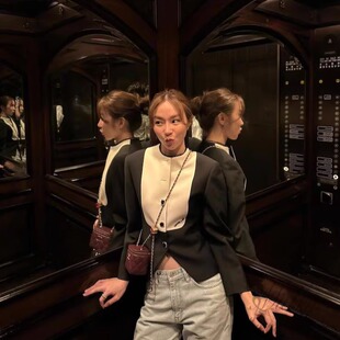 早秋蕾丝边帅气中性通勤OL西装 VNL 设计师品牌 外套 泰国代购