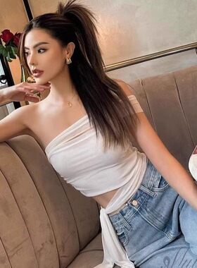 【泰国代购】设计师品牌 Stylemee 辣妹绑带简约百搭高腰抹胸上衣