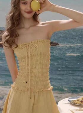 【泰国代购】设计师品牌 Larobe8抹胸甜美清新度假修身连衣裙短裙