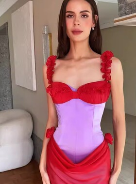 【泰国代购】设计师品牌 Farmul 度假夏天垂坠花朵弗莱奥连衣裙