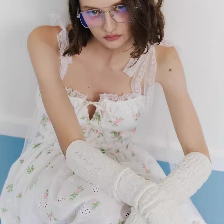 法式甜美碎花吊带连衣裙长裙