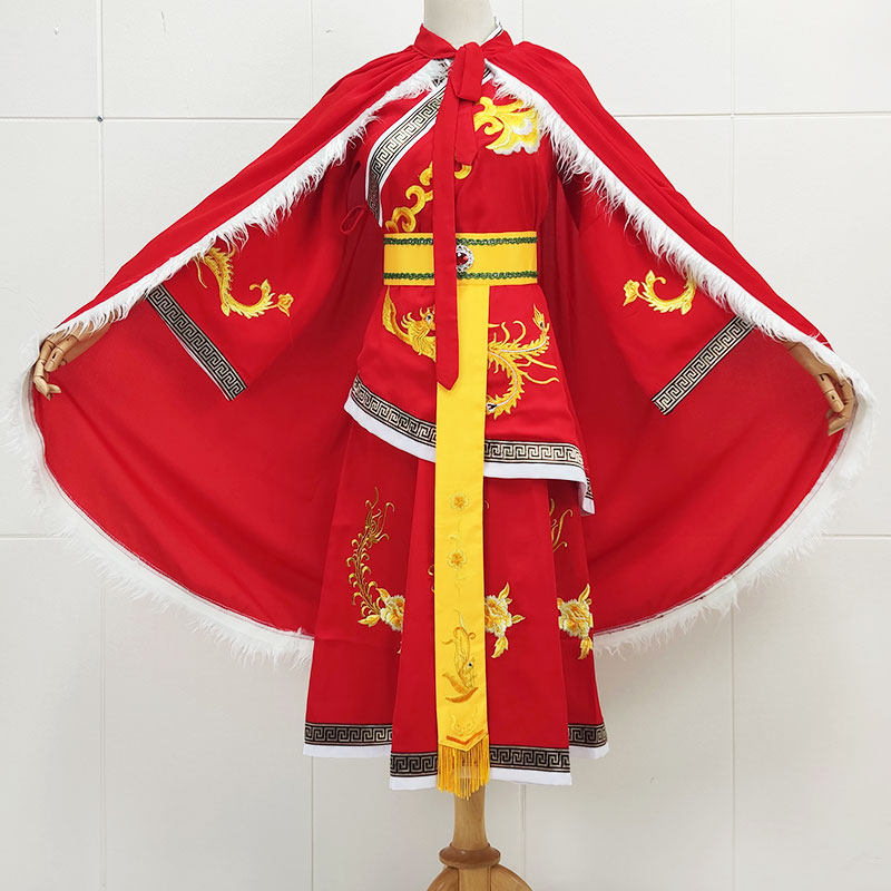 戏剧戏曲戏服新款大红绣凤王昭君戏服披风款舞台舞蹈剧团体表演出