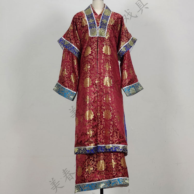新款老爷老生缎面印花布料越剧戏服戏剧戏曲黄梅戏舞蹈演出服