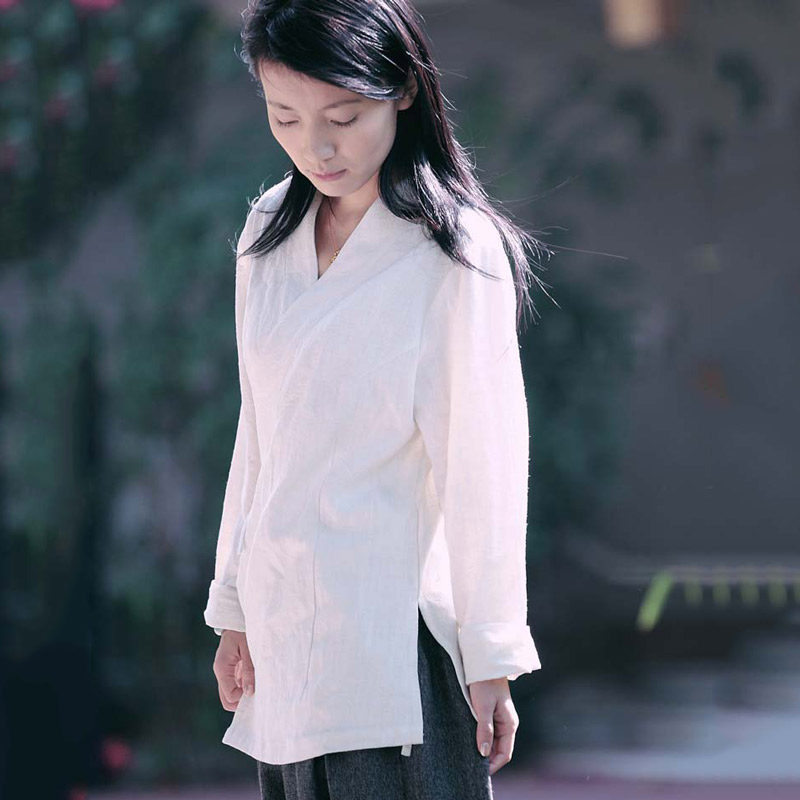 慈缘一味---进口水洗纯麻  优雅汉服女装 长袖上衣YD081-189