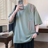25173-特P40夏季休闲时尚T恤男短袖打底衫青少年潮牌拼接T恤，男装T恤，电商D310（原电商305）