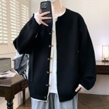 84893-特P75假两件针织开衫男士外套春秋季宽松翻领休闲毛衣，男装针织衫/毛衣，电商D310（原电商305）