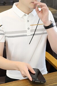 25025-P35春季休闲时尚T恤男短袖打底衫商务休闲修身短袖POLO衫图片