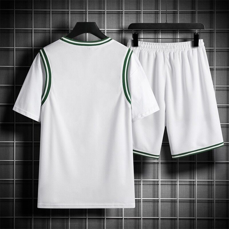 现货TZ05-P45套装男休闲运动潮牌上衣服港风嘻哈宽松短袖短裤两件,男装T恤,电商D310（原电商305）