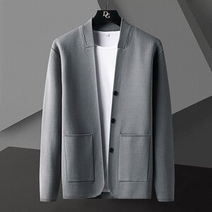 78810-P75春季休闲时尚毛衣外套男长袖开衫轻熟风商务休闲外套