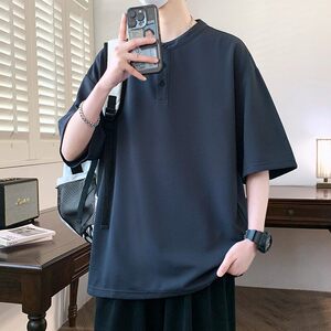 25067-特P50夏季休闲时尚T恤男短袖打底衫宽松立领打底衫图片