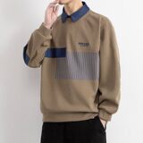 W25216-特P50春季休闲时尚衬衫领假两件卫衣男长袖打底衫，男装卫衣，电商D310（原电商305）