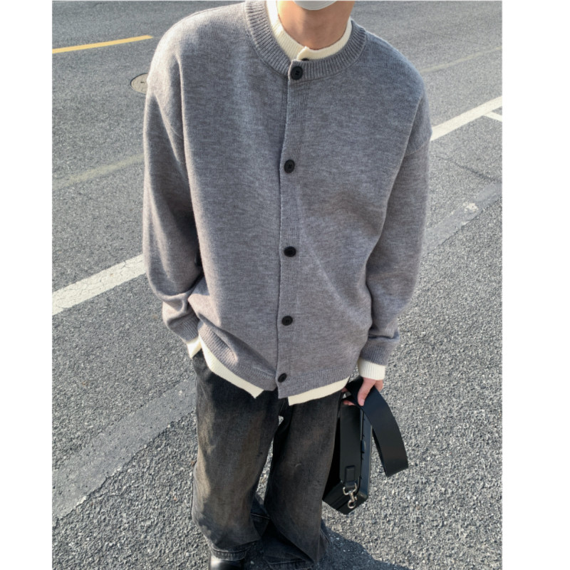 84897-特P65秋冬休闲纯色毛衣男针织衫打底衫纯色假两件开衫外套,男装针织衫/毛衣,电商D310（原电商305）