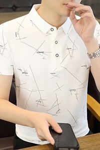 25009-P35春季休闲时尚T恤男短袖打底衫商务休闲修身短袖POLO衫图片
