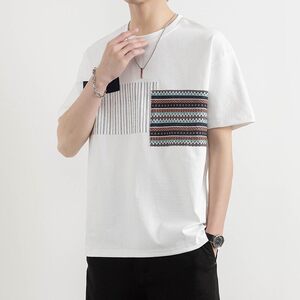 25168-特P40夏季休闲时尚T恤男短袖打底衫个性拼接撞色短袖t恤男