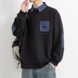 W25211-特P50春季休闲时尚衬衫领假两件卫衣男长袖打底衫，男装卫衣，电商D310（原电商305）