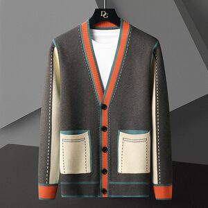 78978-P65春季休闲时尚毛衣外套男长袖开衫轻熟风商务休闲外套