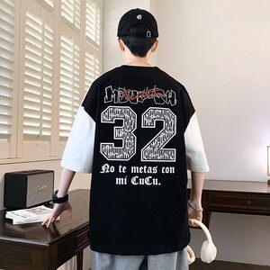 25160-特P40 夏季休闲时尚T恤男短袖打底衫青少年潮牌印花T恤图片