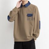 W25215-特P50春季休闲时尚卫衣男长袖打底衫衬衫领假两件外套，男装卫衣，电商D310（原电商305）