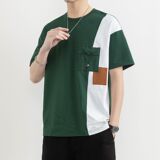 25167-特P40夏季休闲时尚T恤男短袖打底衫个性拼接撞色短袖t恤男，男装T恤，电商D310（原电商305）