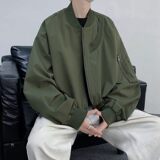 JK088-P75飞行员夹克男棒球领个性拉链口袋宽松上衣外套，男装夹克，电商D310（原电商305）