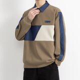 W25212-特P50春季休闲时尚卫衣男长袖衬衫领假两件打底衫，男装卫衣，电商D310（原电商305）
