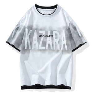 25159-特P40夏季休闲时尚T恤男短袖打底衫学生宽松圆领假两件短袖图片