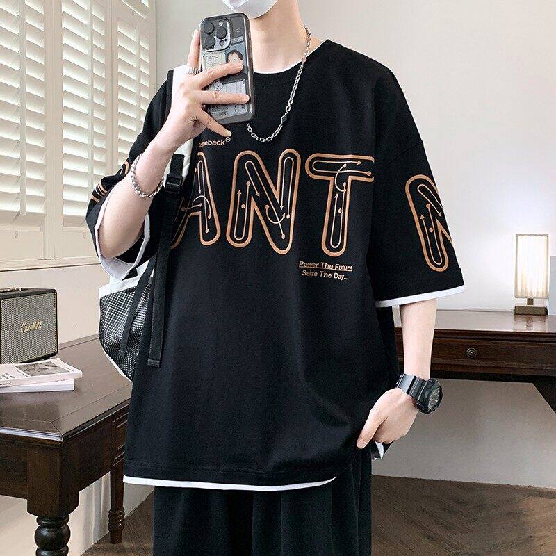 25153-特P40夏季休闲时尚短袖T恤男短袖青少年潮牌印花打底衫,男装T恤,电商D310（原电商305）