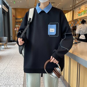 84203-P50青少年卫衣男士休闲翻领字母印花套头港风潮牌POLO衫图片