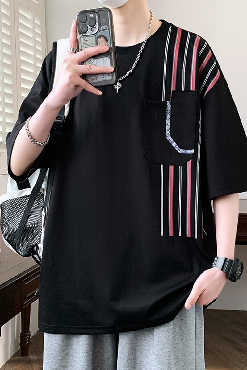 25173-特P40夏季休闲时尚T恤男短袖打底衫青少年潮牌拼接T恤,男装T恤,电商D310（原电商305）