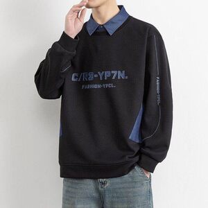 W25213-特P50 春季休闲时尚卫衣男长袖打底衫 衬衫领假两件外套图片