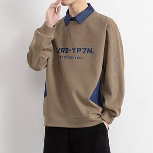 W25213-特P50 春季休闲时尚卫衣男长袖打底衫 衬衫领假两件外套图片