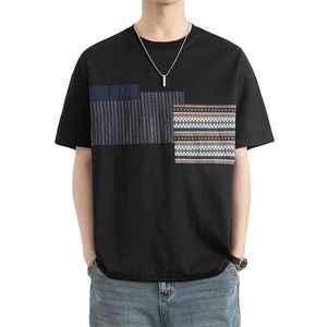 25168-特P40 夏季休闲时尚T恤男短袖打底衫个性拼接撞色短袖t恤男图片