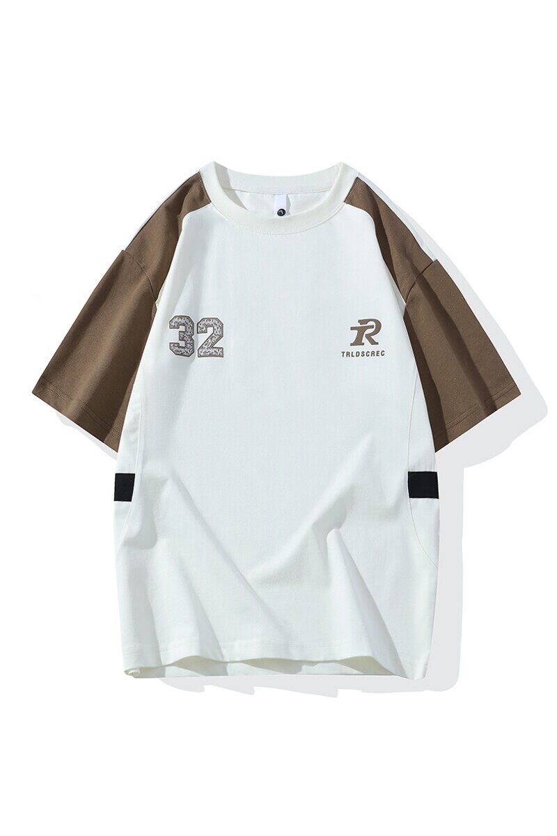 25160-特P40夏季休闲时尚T恤男短袖打底衫学生宽松圆领假两件短袖,男装T恤,电商D310（原电商305）