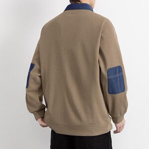 W25211-特P50 春季休闲时尚衬衫领假两件卫衣男长袖打底衫图片