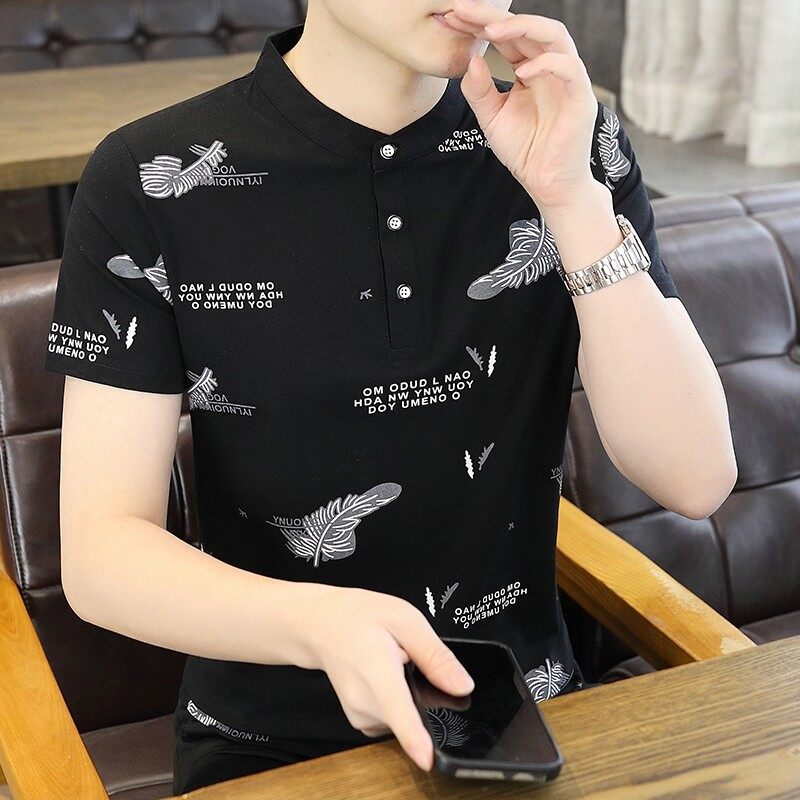 25101-P35春季休闲时尚T恤男短袖打底衫商务休闲修身立领POLO衫,男装T恤,电商D310（原电商305）