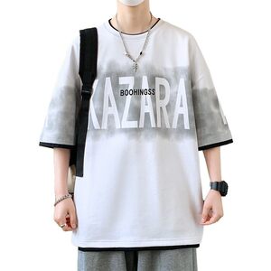 25159-特P40夏季休闲时尚T恤男短袖打底衫 青少年潮牌印花T恤图片