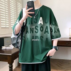 25158-特P40 夏季休闲时尚T恤男短袖打底衫青少年潮牌印花T恤图片