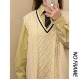 M2103-特P45男士针织背心慵懒风jk毛衣外套学院风女春秋情侣马甲，男装背心/马甲，电商D310（原电商305）