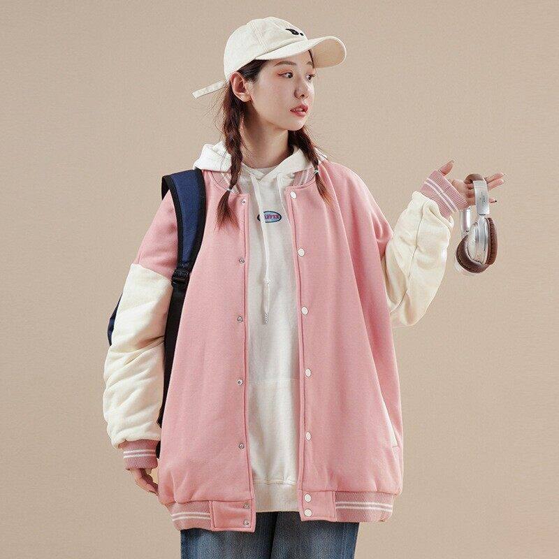 光板二开JK602特P50纯色棒球服外套男女美式复古宽松夹克,男装夹克,电商D310（原电商305）