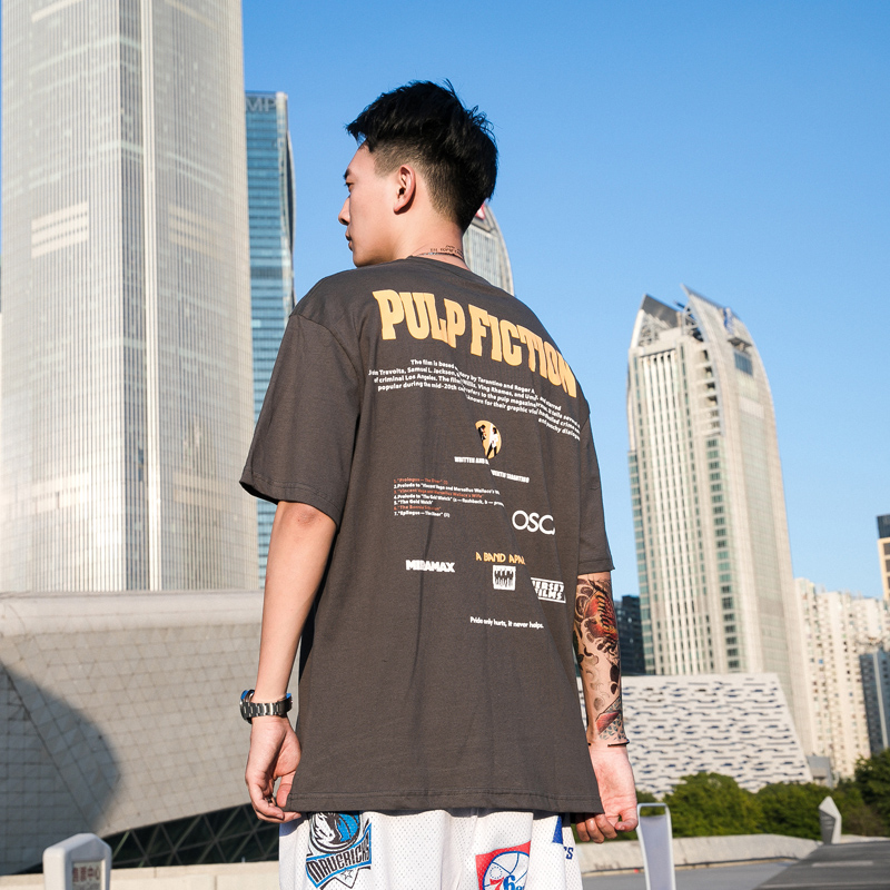 热销33件需要用券THE ONE 2019新款oversize国潮个性字母短袖T恤男潮流印花打底衫