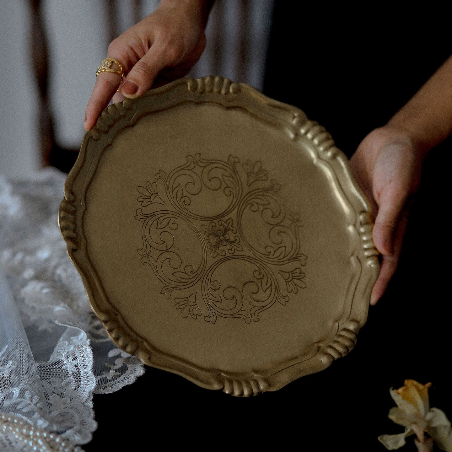 进口轻奢黄铜托盘复古手工香薰雕花好寓意收纳果盘桶家居装饰摆件,家居饰品,饰品盒,淘宝优惠券,粉丝福利购,淘宝优惠卷