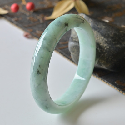 清仓天然A货翡翠手镯冰糯种淡绿玉镯子女55.4缅甸玉手镯一物一图