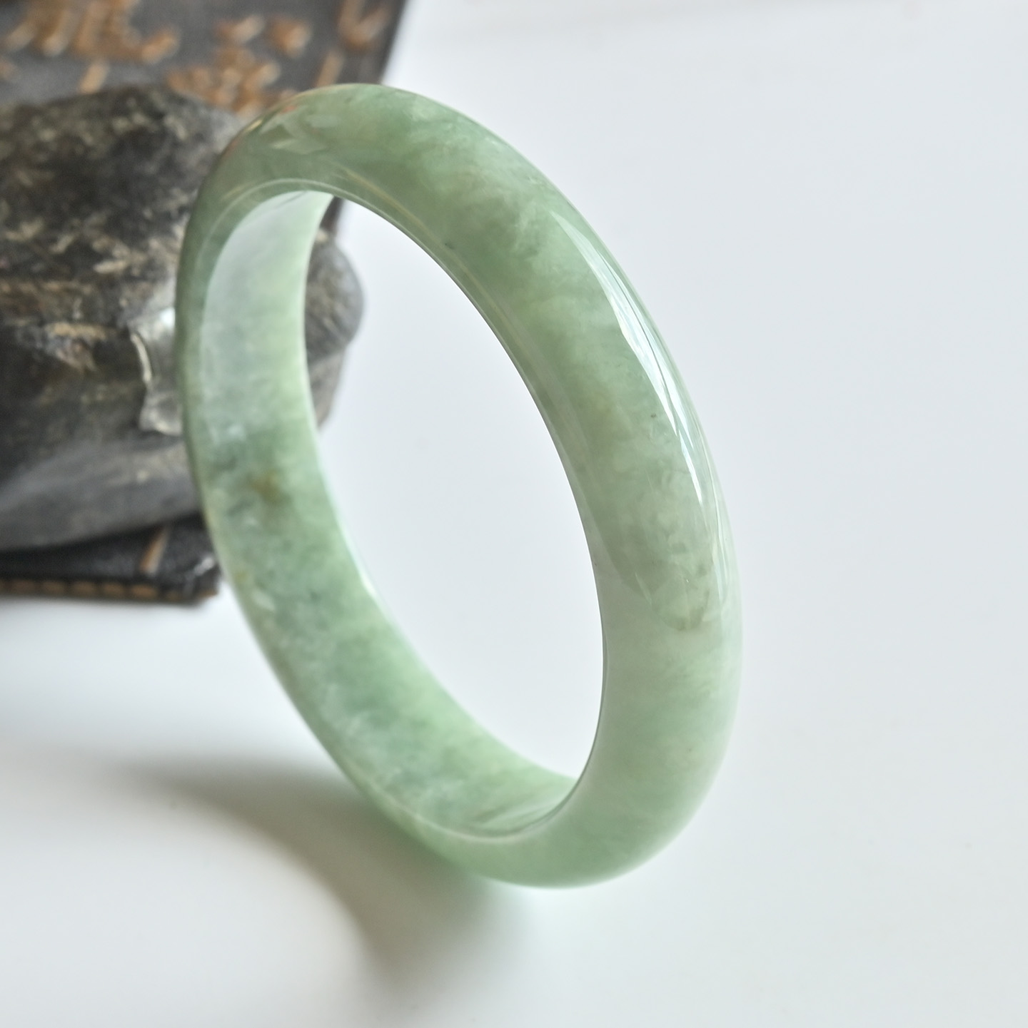 清仓天然A货翡翠手镯冰糯种黄绿玉镯子女款57缅甸玉手镯一物一图