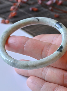 一物一图缅甸A货天然翡翠手镯叮当糯种飘花59.4玉镯子女正品清仓