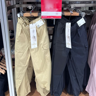 女士夏季松紧腰抽绳拉链门襟纯色薄款工装休闲长裤 虞服WY468583